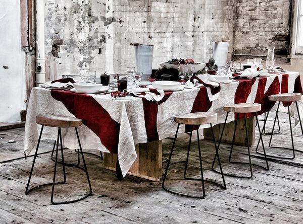 Summerill & Bishop Bespoke Word Linen Tablecloth In Claret Red