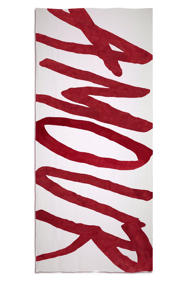 summerill & bishop Bespoke Word Linen Tablecloth in Claret Red