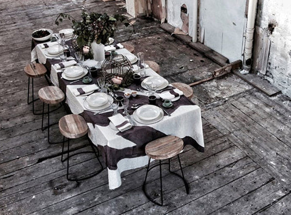 Summerill & Bishop Bespoke Word Linen Tablecloth In Grape Purple