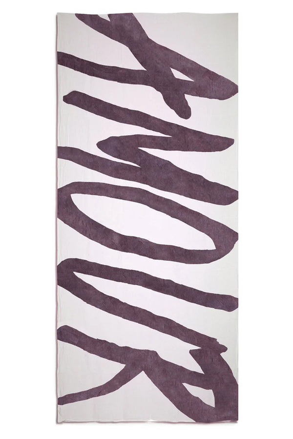 summerill & bishop Bespoke Word Linen Tablecloth in Grape Purple