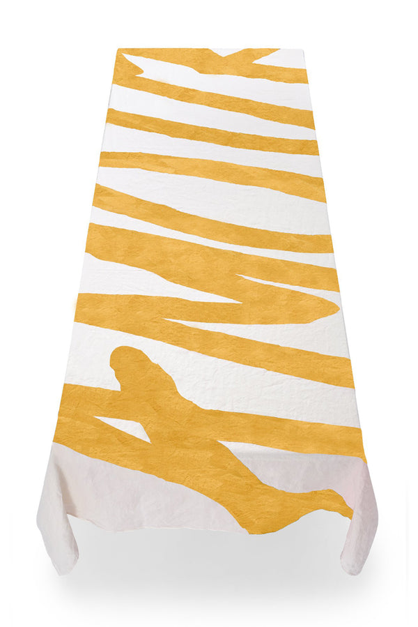Summerill & Bishop Bespoke Word Linen Tablecloth In Lemon Yellow
