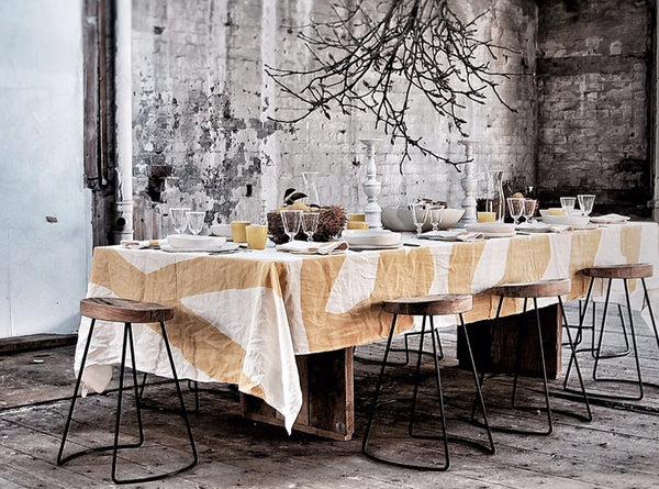 Summerill & Bishop Bespoke Word Linen Tablecloth In Lemon Yellow