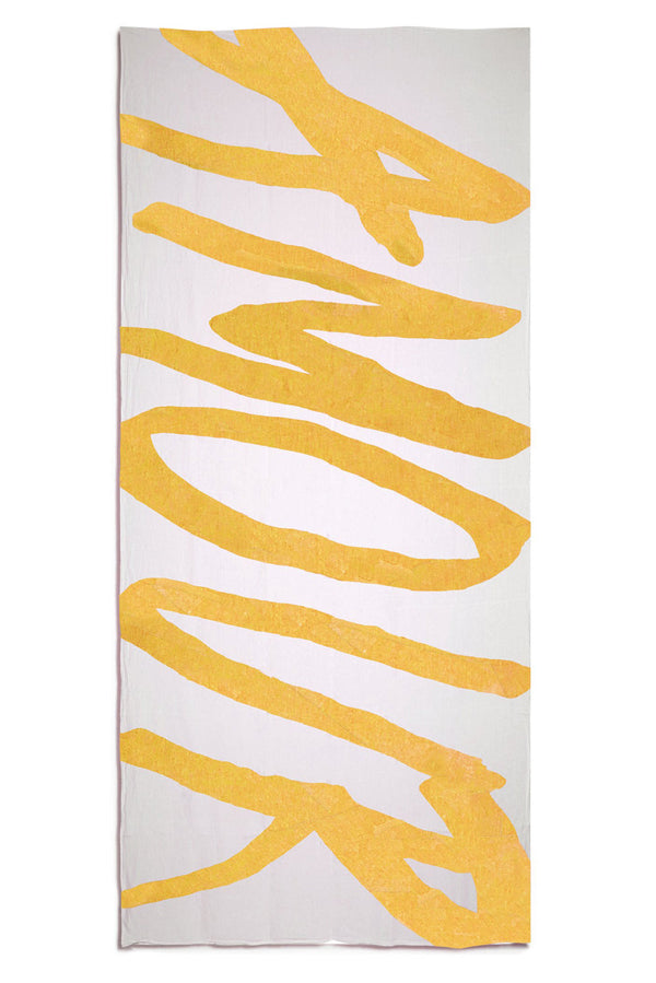 summerill & bishop Bespoke Word Linen Tablecloth in Lemon Yellow