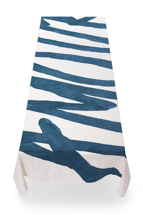 Summerill & Bishop Bespoke Word Linen Tablecloth In Midnight Blue