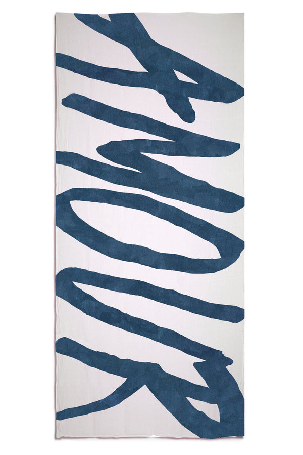 summerill & bishop Bespoke Word Linen Tablecloth in Midnight Blue