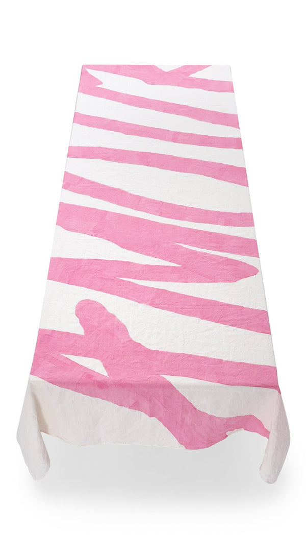 Summerill & Bishop Bespoke Word Linen Tablecloth In Rose Pink