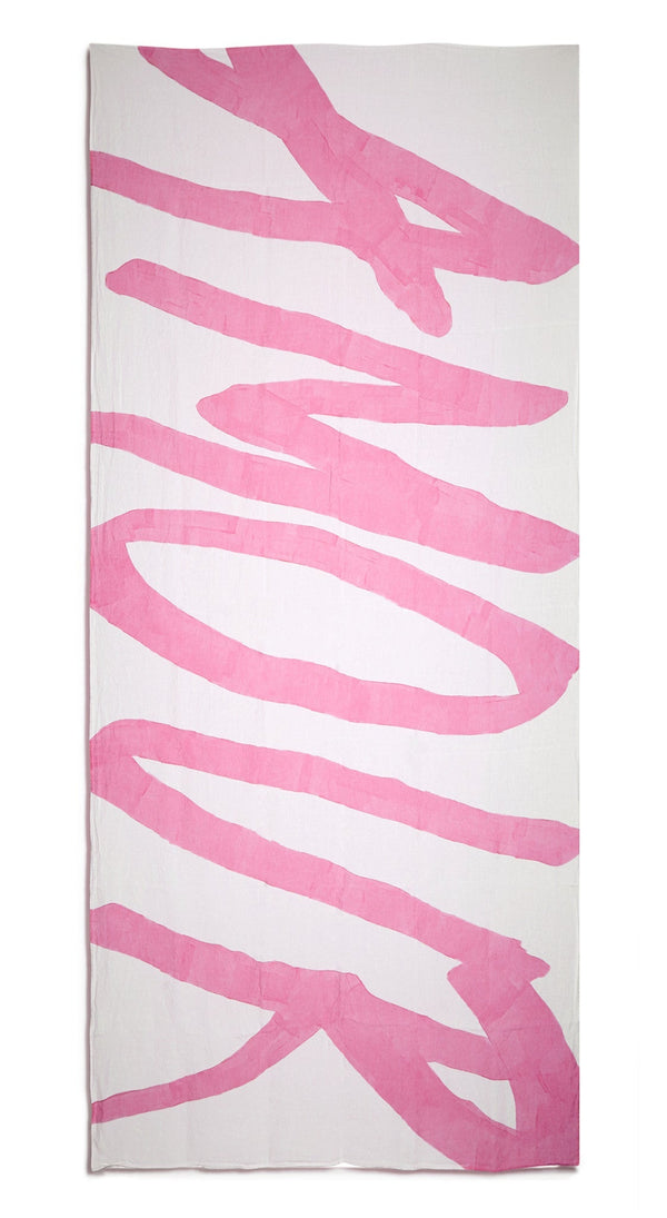 summerill & bishop Bespoke Word Linen Tablecloth in Rose Pink