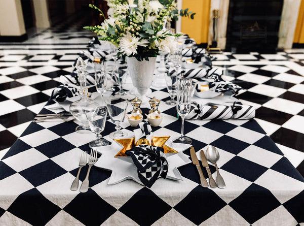 Summerill & Bishop 'Black Check' Summerill & Bishop X Claridge's Linen Napkin 50x50cm