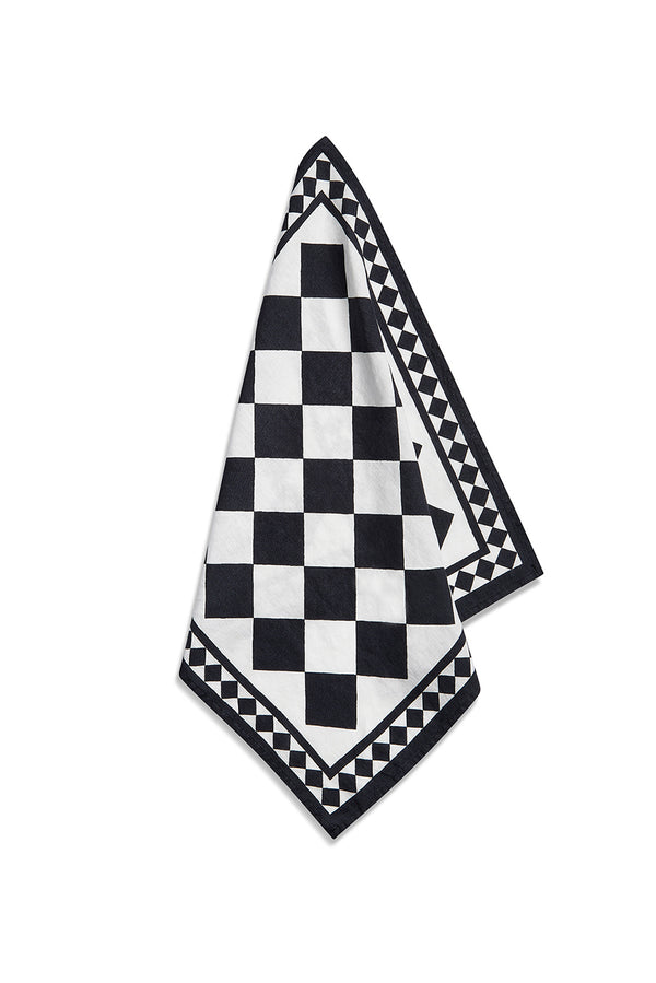 summerill & bishop 'Black Check' Summerill & Bishop x Claridge's Linen Napkin 50x50cm