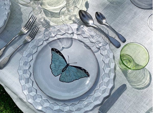 Summerill & Bishop Blue Butterfly Dinner Plate By Astier De Villatte 20.5cm