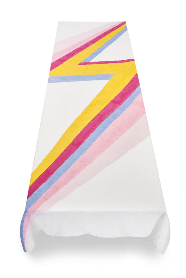 Summerill & Bishop Bolt Linen Tablecloth In Pink And Yellow