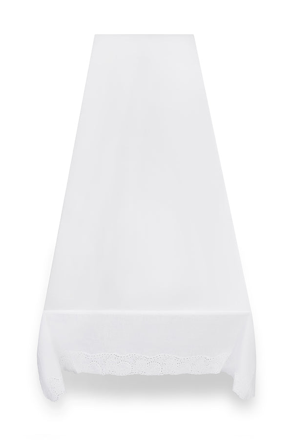 Summerill & Bishop 'Broderie Anglaise' White Linen Tablecloth