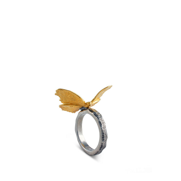 Summerill & Bishop Butterfly Pewter Napkin Ring In Gold & Silver