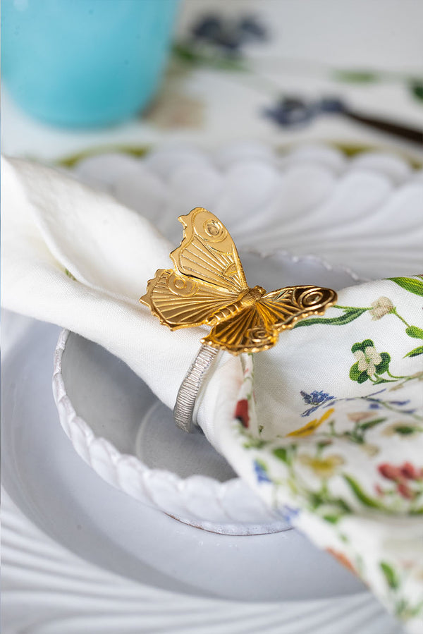 Summerill & Bishop Butterfly Pewter Napkin Ring In Gold & Silver