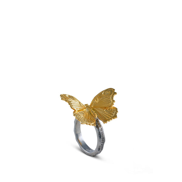 summerill & bishop Butterfly Pewter Napkin Ring in Gold & Silver