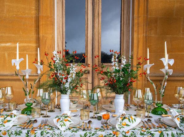 Summerill & Bishop Calla Lily Green & White Glass Candlestick 34cm