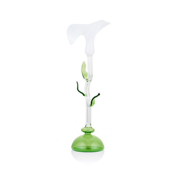 Summerill & Bishop Calla Lily Green & White Glass Candlestick 41cm