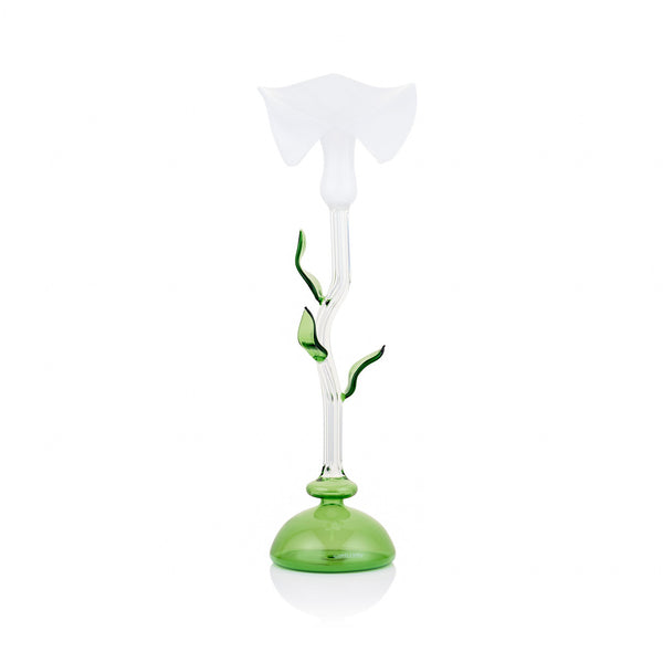 Summerill & Bishop Calla Lily Green & White Glass Candlestick 41cm