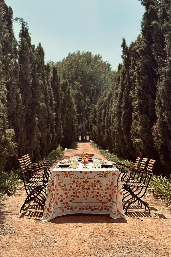 Summerill & Bishop 'Capucines' Linen Napkin In Peach Pink & Avocado Green