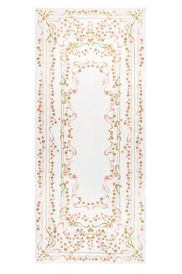 summerill & bishop 'Capucines' Linen Tablecloth in Peach Pink & Avocado Green