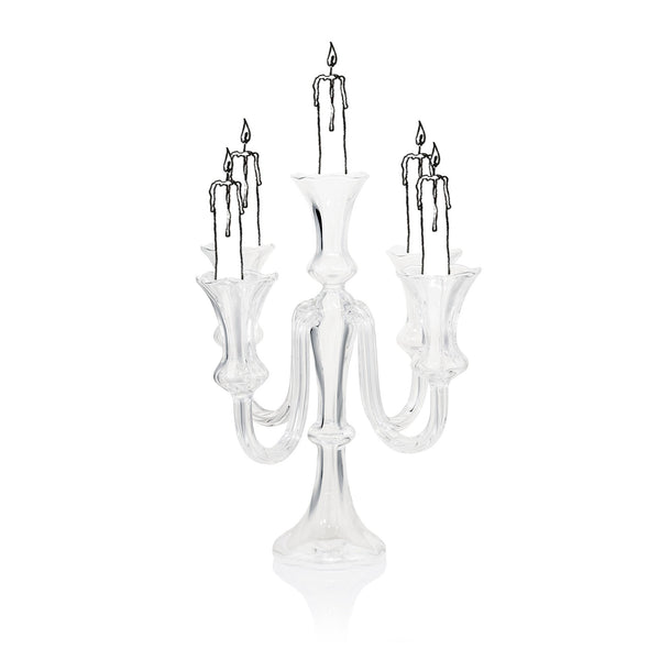 Summerill & Bishop Celeste Clear Handblown Glass 5 Candles Candelabra 35cm