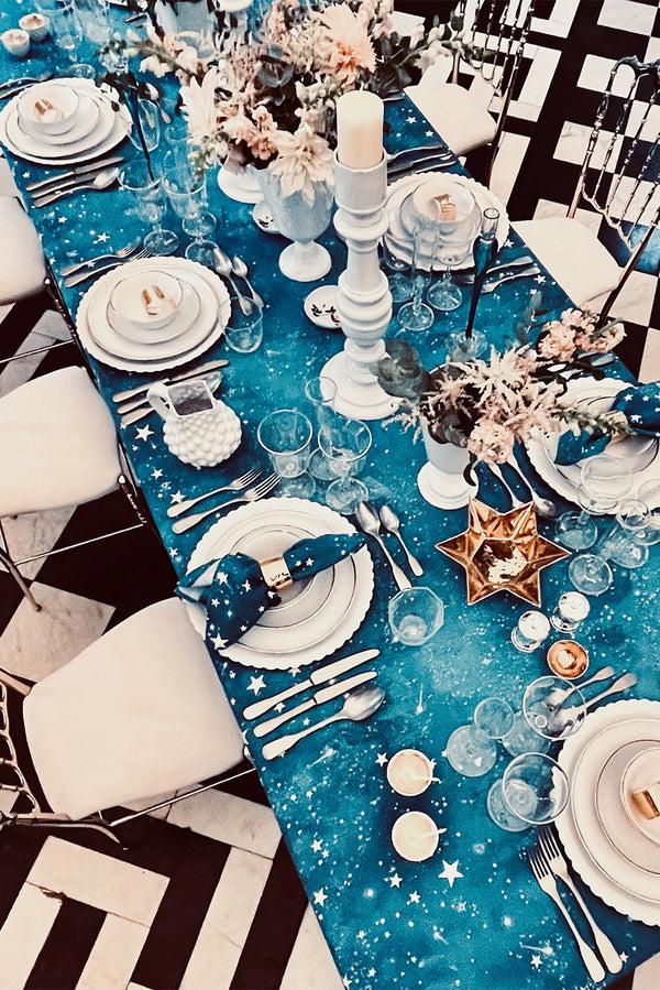 Summerill & Bishop 'Celestial Stars' Linen Napkin In Blue 50x50cm