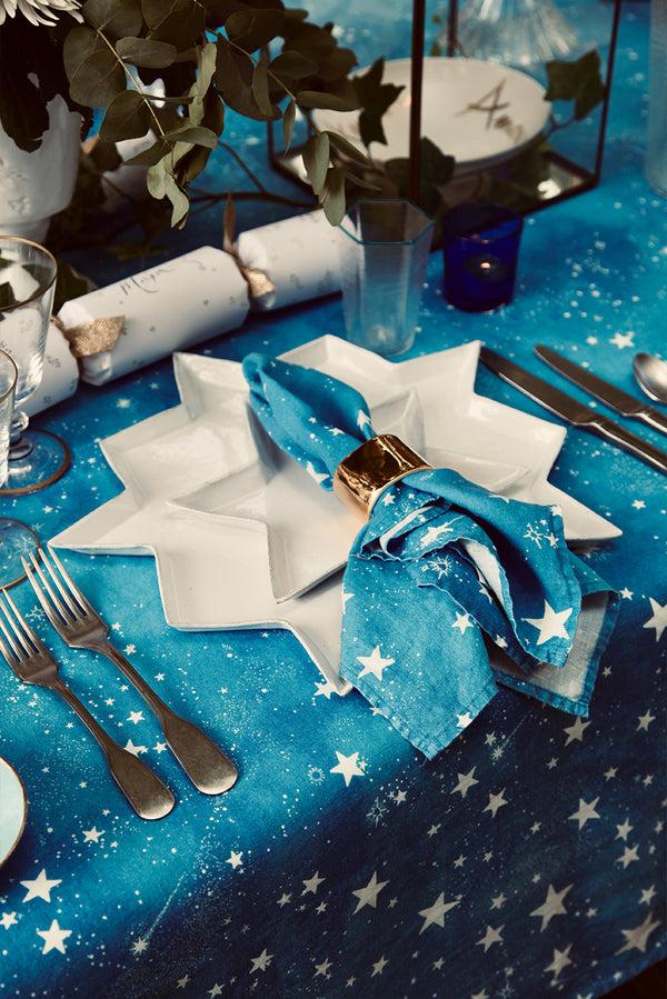 Summerill & Bishop 'Celestial Stars' Linen Tablecloth In Blue