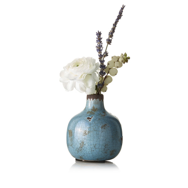 Summerill & Bishop Ceramic Crackled Vase In Grey Blue