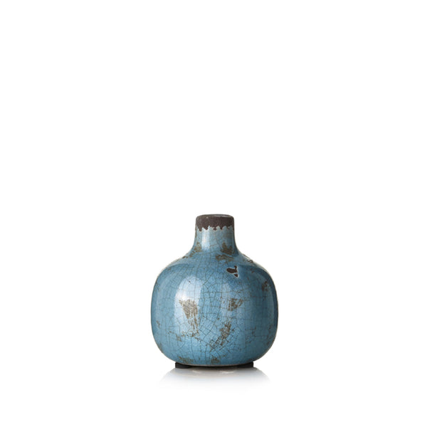 summerill & bishop Ceramic Crackled Vase in Grey Blue