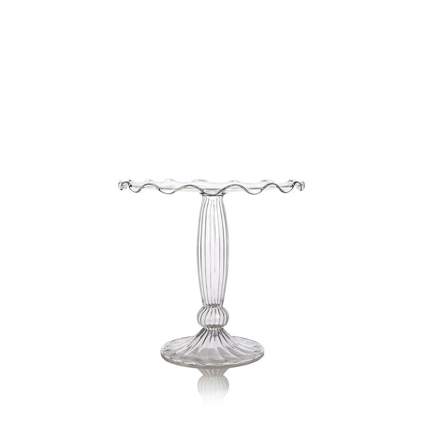 summerill & bishop Clear Handblown Glass Cake Stand 25cm