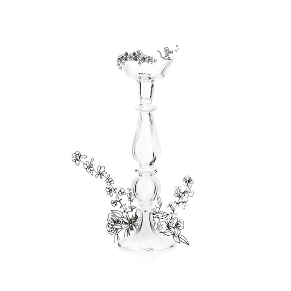 Summerill & Bishop Clear Handblown Glass Flower Candlestick 31cm