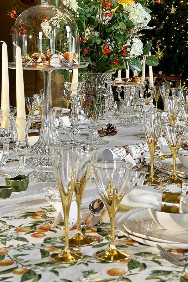 Summerill & Bishop Clear Handblown Glass Flower Candlestick 31cm