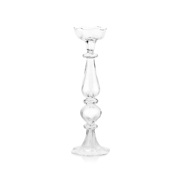 Summerill & Bishop Clear Handblown Glass Flower Candlestick 36cm