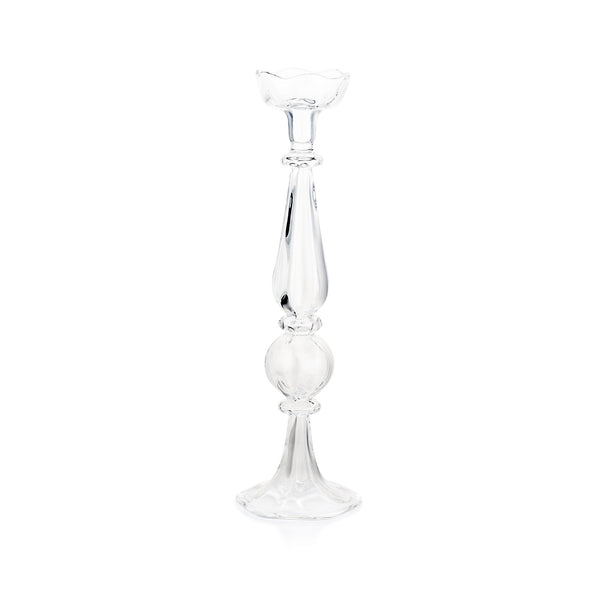 summerill & bishop Clear Handblown Glass Flower Candlestick 41cm