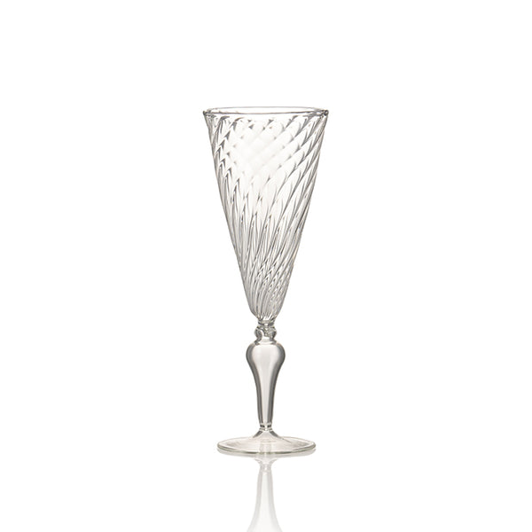 summerill & bishop Clear Handblown Glass Swirl Champagne Flute 24.5cm