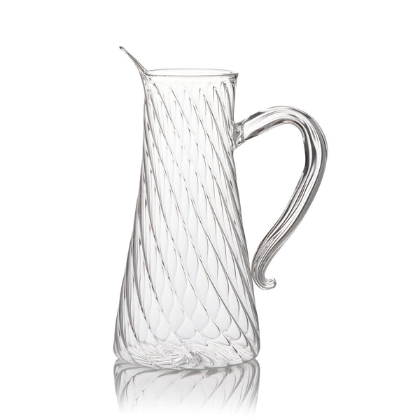 summerill & bishop Clear Handblown Glass Swirl Water Jug 17.5cm