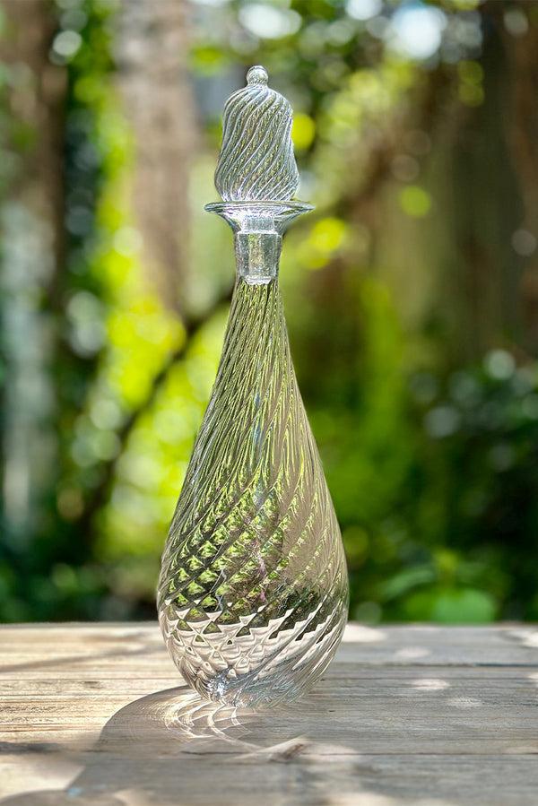 Summerill & Bishop Clear Handblown Glass Swirl Wine Carafe & Stopper 38cm
