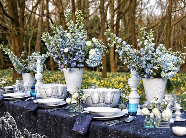 Summerill & Bishop Constellation Linen Tablecloth In Cosmic Blue