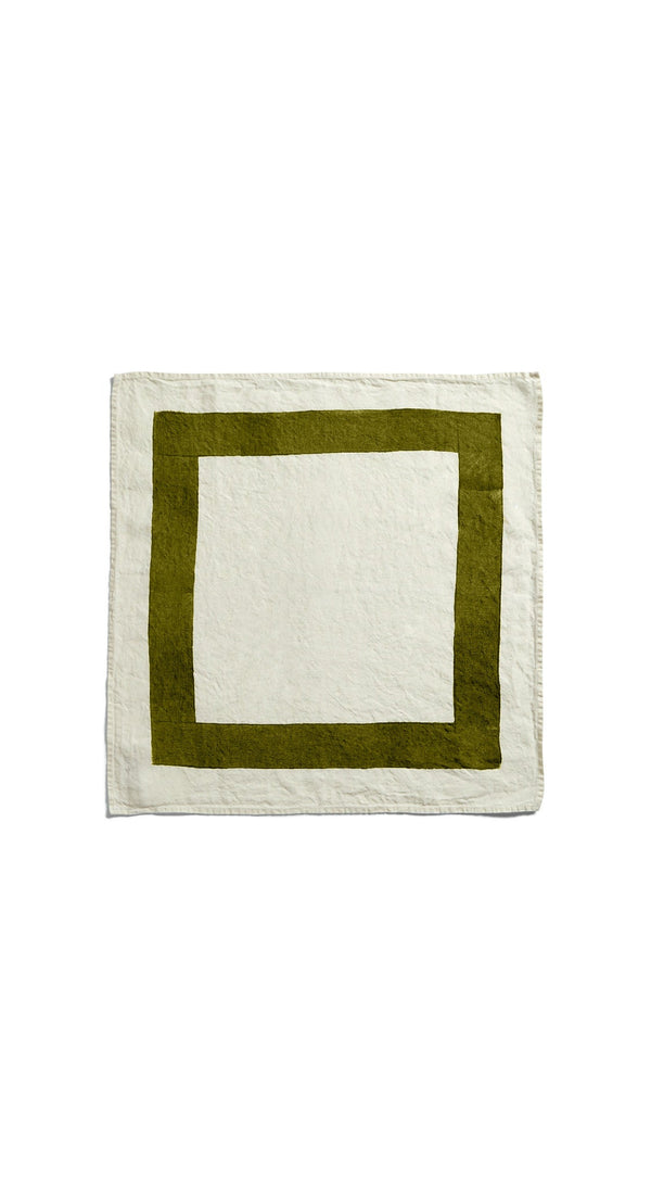 Summerill & Bishop 'Cornice' Linen Napkin In Avocado Green 50x50cm