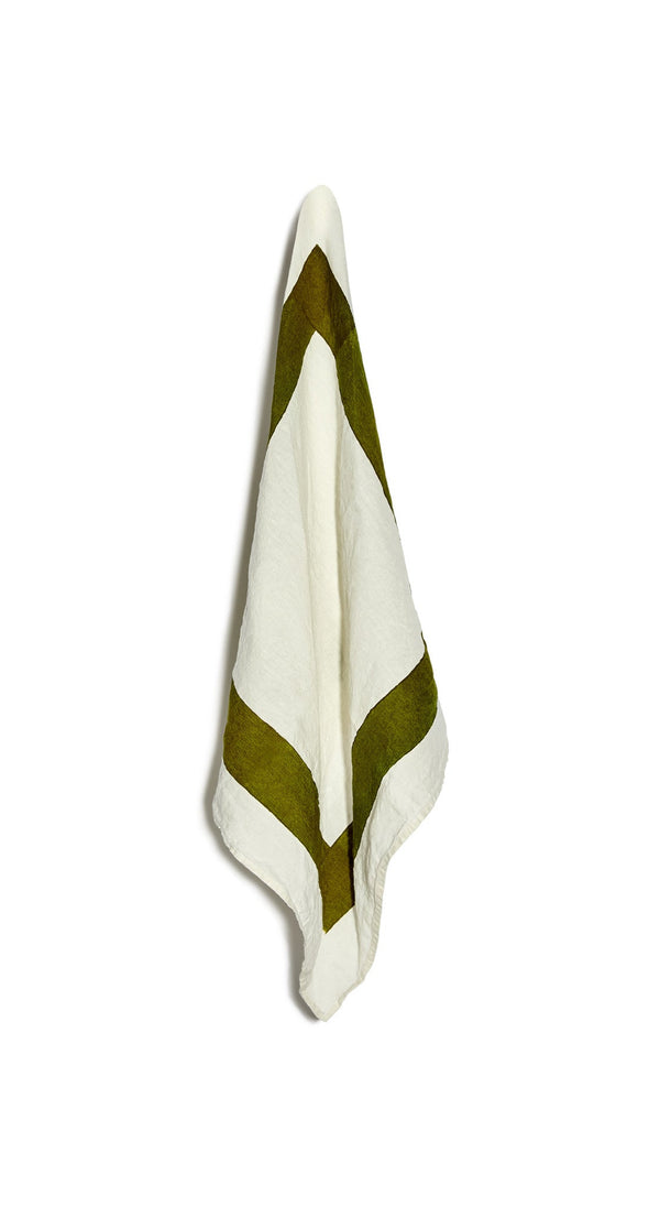 summerill & bishop 'Cornice' Linen Napkin in Avocado Green 50x50cm