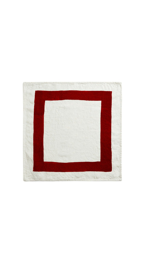 Summerill & Bishop 'Cornice' Linen Napkin In Claret Red 50x50cm