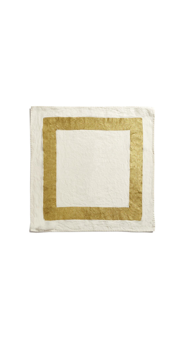 Summerill & Bishop 'Cornice' Linen Napkin In Gold 50x50cm