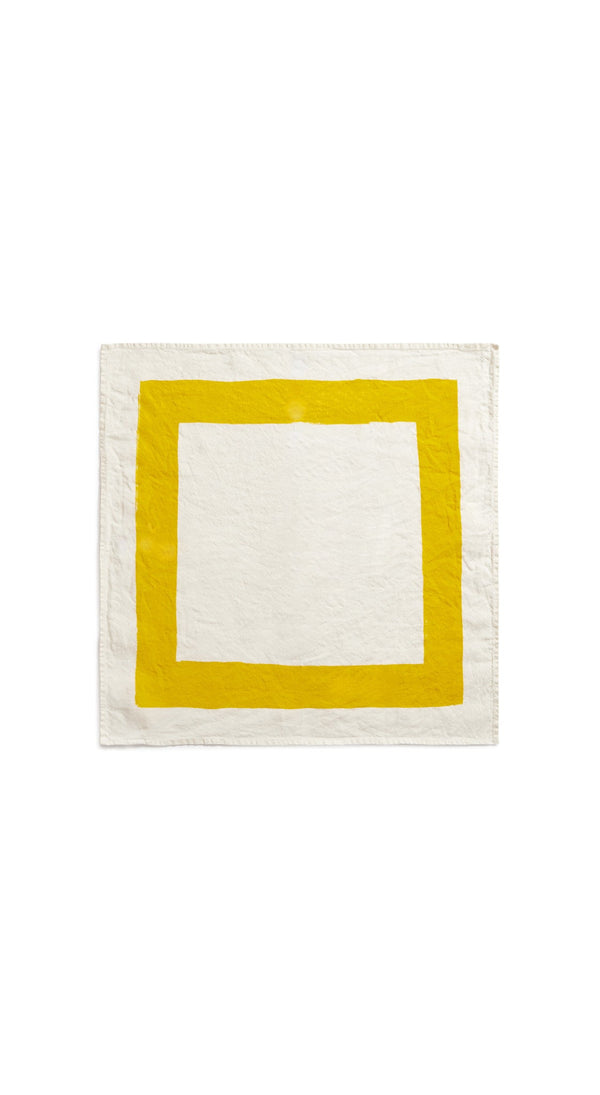 Summerill & Bishop 'Cornice' Linen Napkin In Lemon Yellow 50x50cm