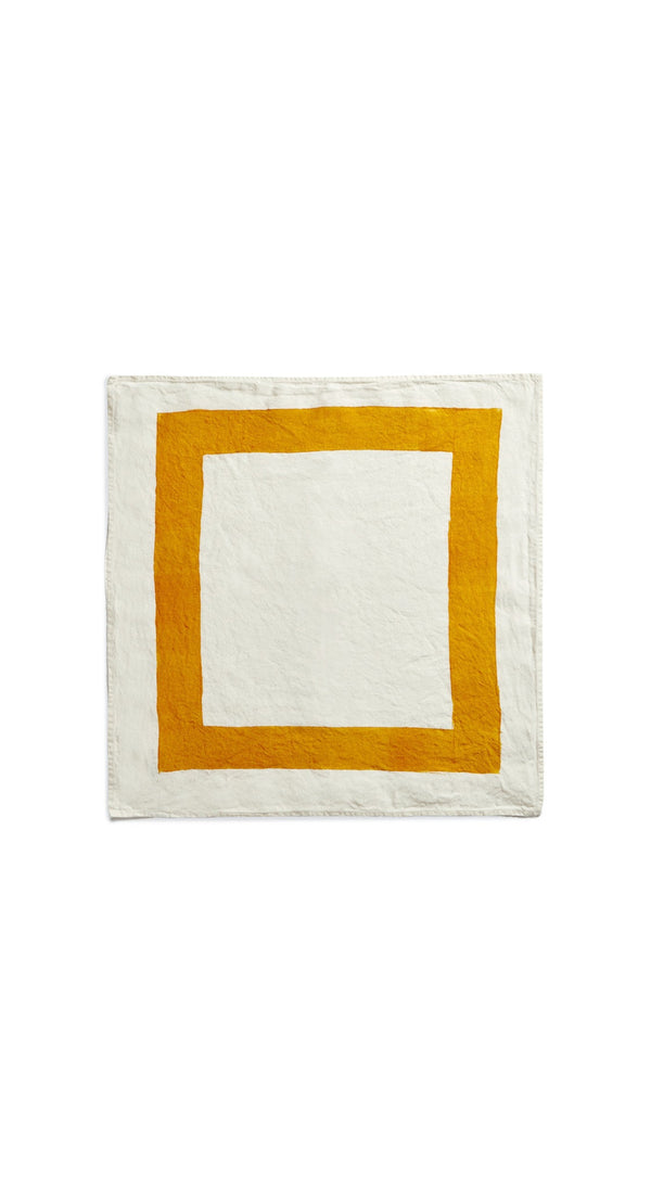 Summerill & Bishop 'Cornice' Linen Napkin In Mustard Yellow 50x50cm
