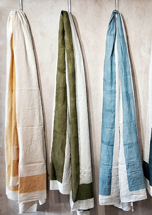 Summerill & Bishop 'Cornice' Linen Napkin In Mustard Yellow 50x50cm