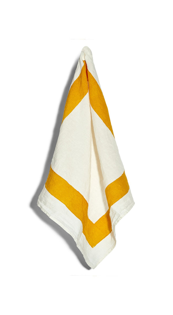 summerill & bishop 'Cornice' Linen Napkin in Mustard Yellow 50x50cm