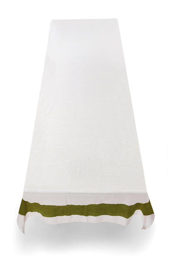 Summerill & Bishop 'Cornice' Linen Tablecloth In Avocado Green