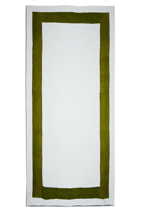 summerill & bishop 'Cornice' Linen Tablecloth in Avocado Green
