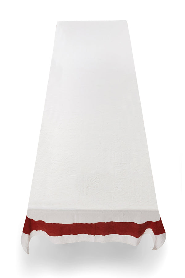 Summerill & Bishop 'Cornice' Linen Tablecloth In Claret Red