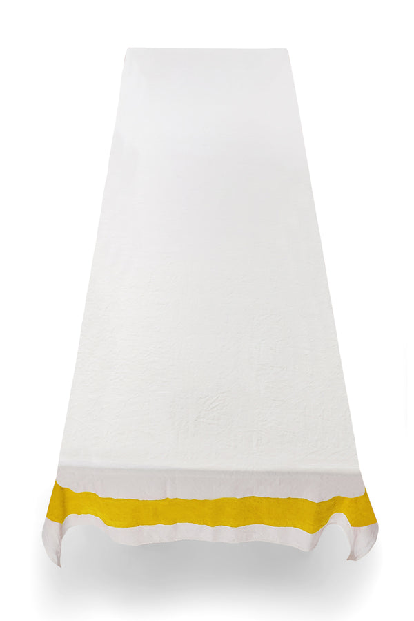 Summerill & Bishop 'Cornice' Linen Tablecloth In Lemon Yellow